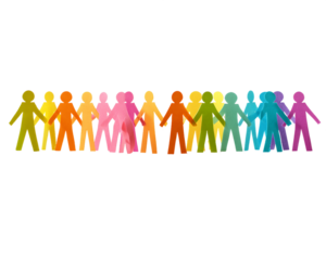 Colorful Paper Chain of Diverse People Figures on Transparent Background, PNG