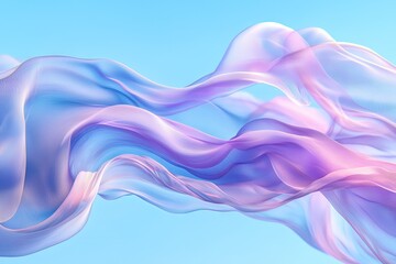 Fototapeta premium Abstract pastel colored flowing fabric against a light sky.