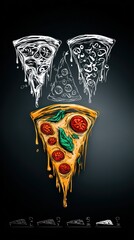 Pizza slices with drips