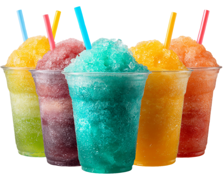 Colorful Shaved Ice Drinks in Plastic Cups, PNG