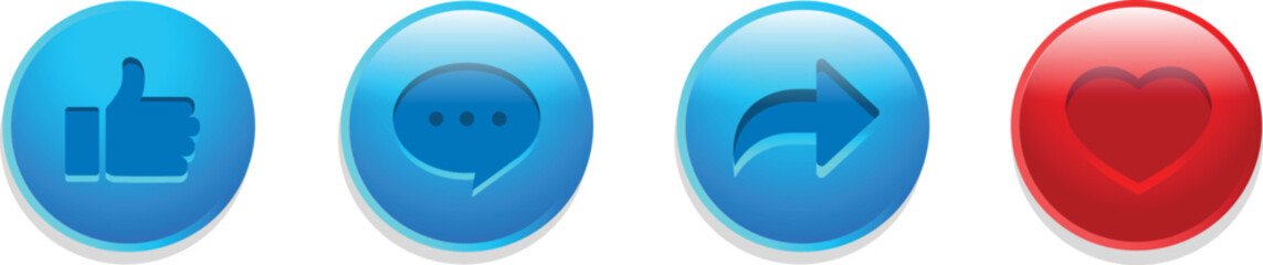 Set round buttons with like,comment,share,heart