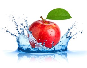 Red apple splashing in water (2)