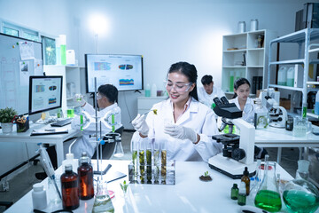 In the green laboratory, science and chemistry merge as biology experts conduct research, test each...