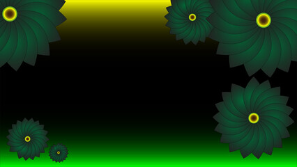 Abstract Black background with green flower