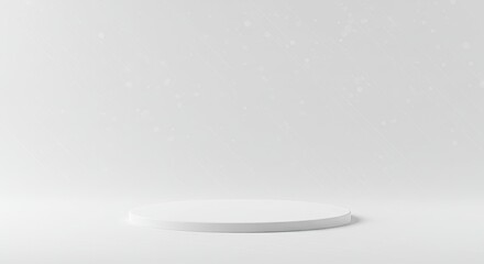 Empty white circular podium on a plain background