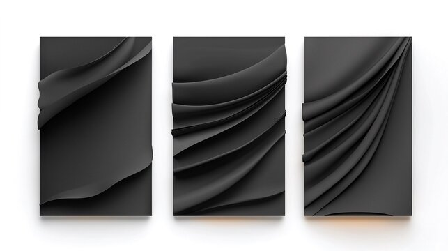 Abstract Black Wave Shapes on White Background