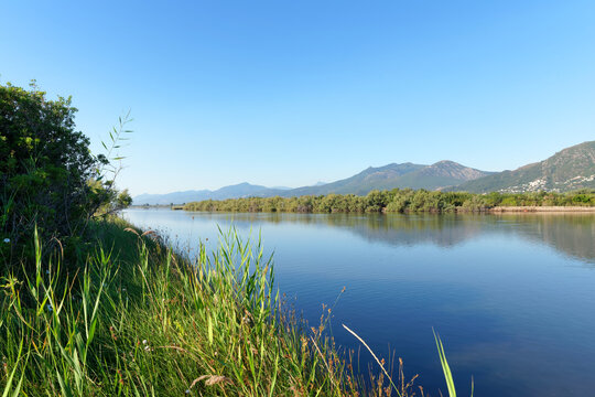 Biguglia Lagoon in eastern coast of Corsica island
