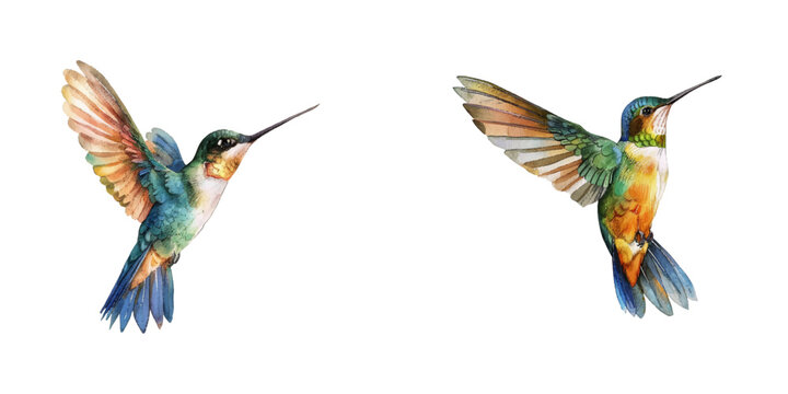 hummingbird watercolor vector illustration