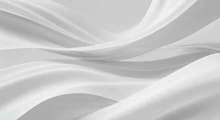 Elegant, flowing fabric drapes in soft gray-white hues.  Detailed folds and curves create a sense of smooth, luxurious texture