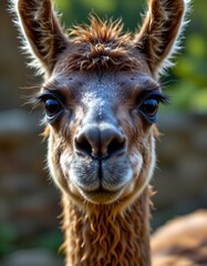 Obraz premium close up of a llama face in low light