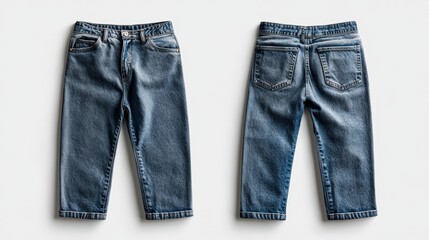 Stylish Blue Denim Jeans Displayed on a Neutral Background