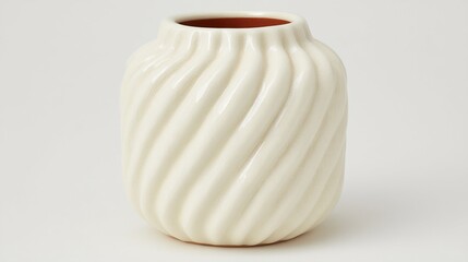 Elegant Cream Ceramic Vase with Swirl Design