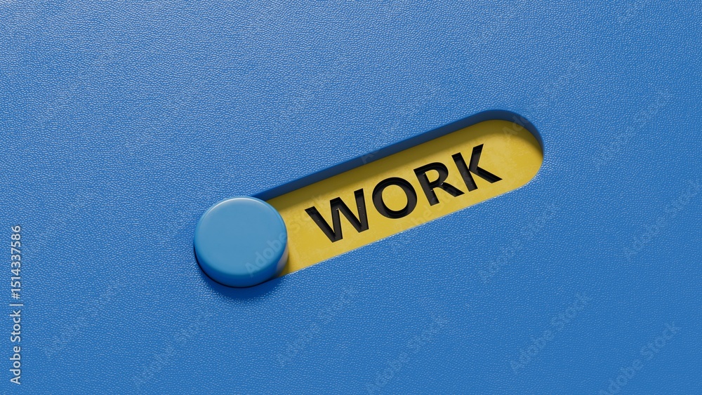 Poster word work. slide switch with letters isolated on a laptop keyboard.close up of slide switch,business