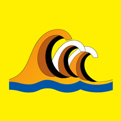 Illustration of stylized waves on a yellow background