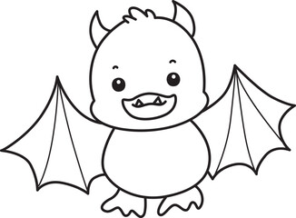 Coloring book of Cute Duck icon. Outline of  Funny baby Duck animal series stock illustration. life of fluffy Duck designs.