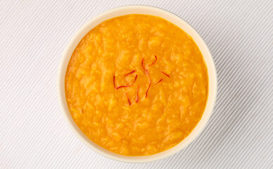 Indian Food - Aamras is a sweet dish made from the pulp of the Alphonso mango fruit. Served with...