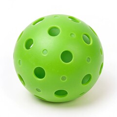 A green pickleball ball isolated on a white background