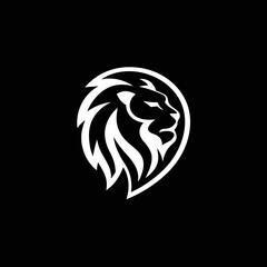  lion head logo icon in button art , isolated on white background