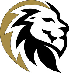 Majestic lion face vector illustration, ideal for branding and design.

