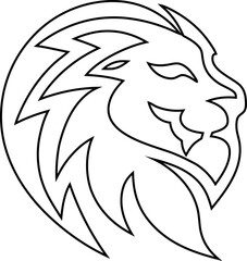  lion face vector illustration in ouline style, ideal for branding and design.
