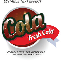 Cola Editable Text Effect logo or Label Vector Template