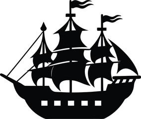 Ship Vector Art, Pirate Ship Icon
