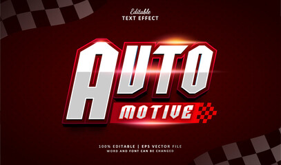 Auto motive Editable Text Effect Style 3d Light Colourful Red with Race Flag