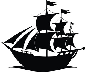 Ship Vector Art, Pirate Ship Icon