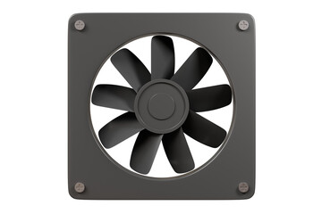 3d Computer fan icon isolated on white transparent background. Technology Cooling System Computer Hardware concept. air flow system inside computer. Minimal cartoon modern air fan cooling. 3d render.