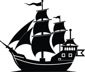 Ship Vector Art, Pirate Ship Icon