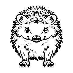 Fototapeta premium Cute Hedgehog Line Art Illustration