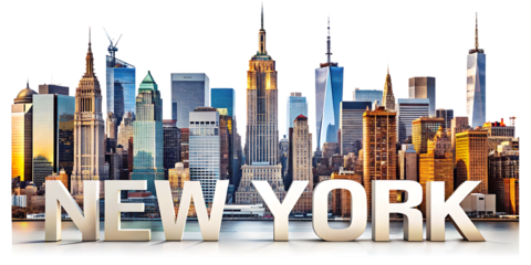 new york city skyline isolated on white background  PNG , AI GENERATED