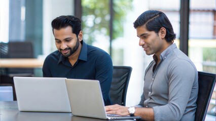 Modern Indian Team Using Technology for Seamless Collaboration in Office
