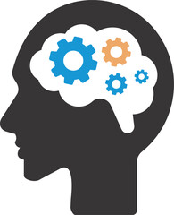 Man head with gears silhouette vector illustration