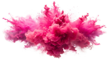 pink smoke paint explosion powder splash isolated on white background PNG,AI GENERATED