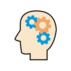 Human Man head with gears silhouette vector illustration