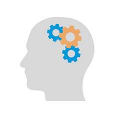 Man head with gears silhouette vector illustration