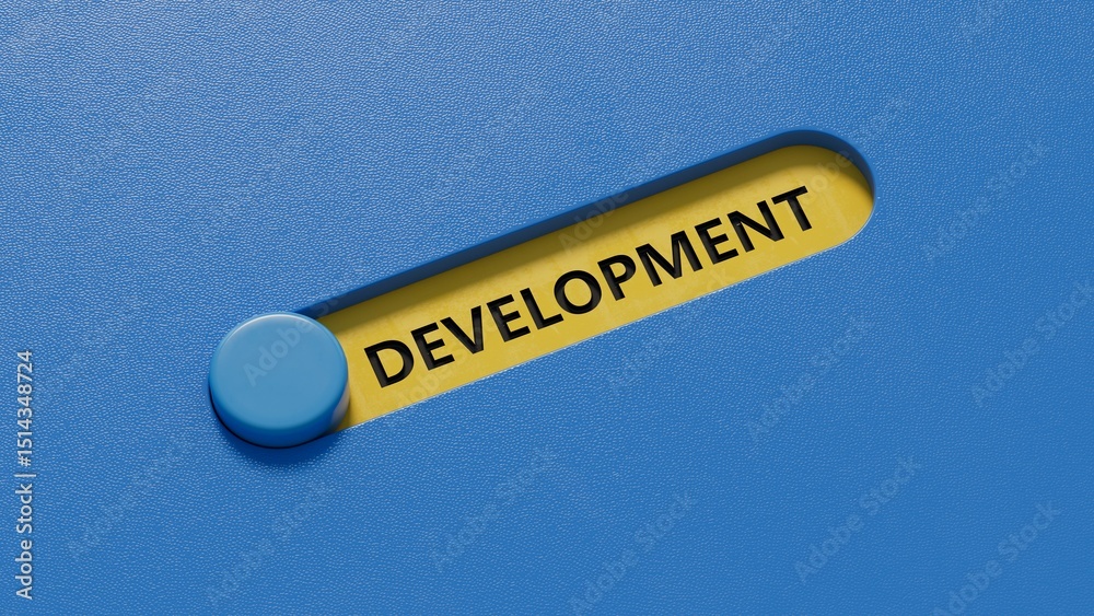 Poster development.3d illustration of slide switch.close up of slide switch,3d rendering on blue background