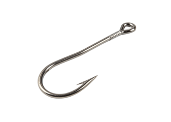 Fishing hook, sharp metal tackle equipment isolated on transparent background