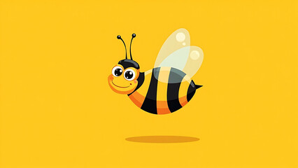 Cartoon Cute Bee Illustration | Happy Flying Honeybee Clipart Design