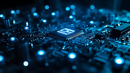 Futuristic Circuit Board | Blue Tech Electronics Digital Background