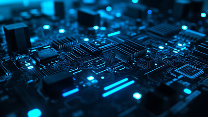 Futuristic Circuit Board | Blue Tech Electronics Digital Background