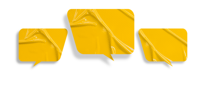 Yellow speech bubble crumpled paper isolated on transparent background