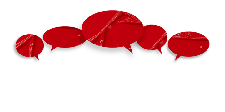 Red speech bubble crumpled paper isolated on transparent background - Powered by Adobe