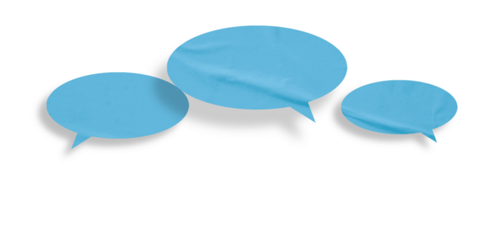 Light blue speech bubble crumpled paper isolated on transparent background - Powered by Adobe