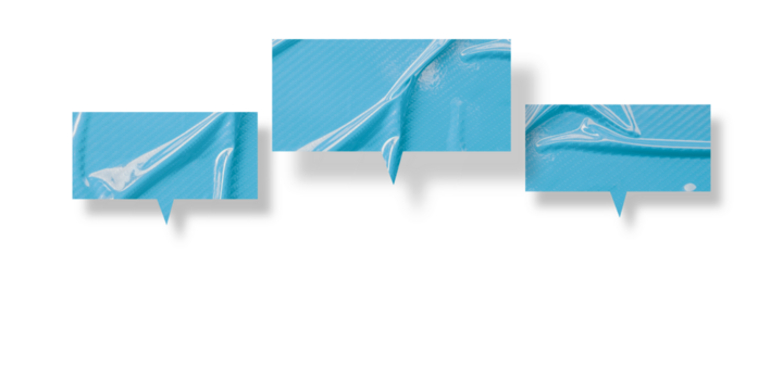 Light blue speech bubble crumpled paper isolated on transparent background