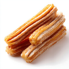 delicious churros captured in high detail with smooth shadows and texture carefully isolated on white background in clean studio layout