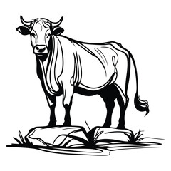 Strong Bull on Stone Logo Vector – Rural Cattle Branding Symbol