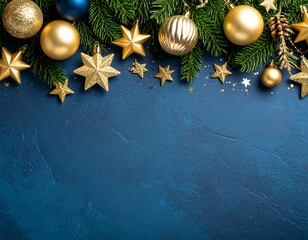 Christmas ornaments on dark blue background (1)