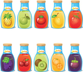 vector illustration of jars with vegetables and fruits